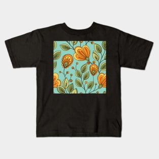 Colored Pattern with Vintage Floral Motifs Kids T-Shirt